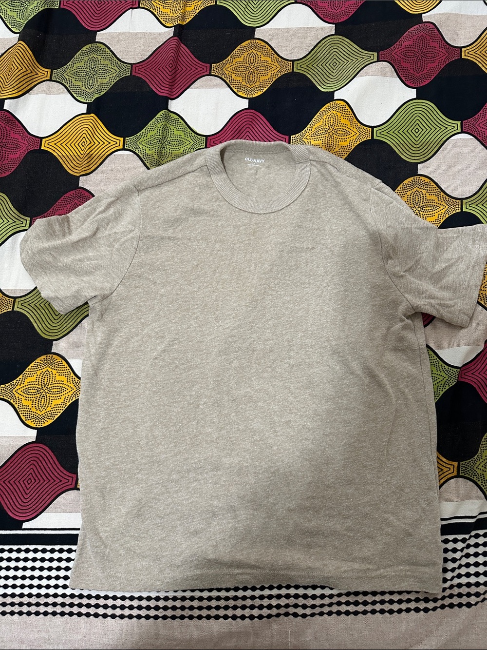 Old Navy Heathered Light Beige Crewneck Short Sleeve Tee